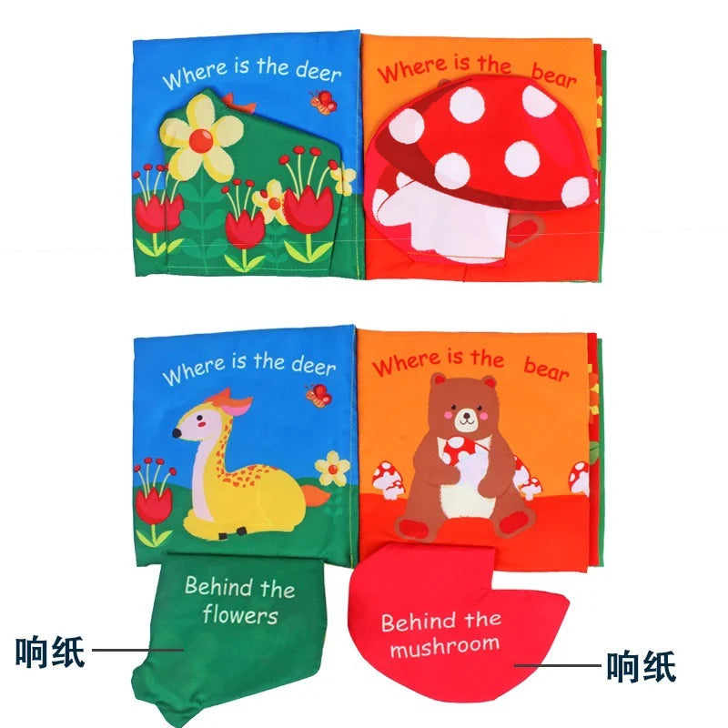 Hot Sale 0-36Month Baby Early Learning Educate Toy Tail Cloth Book Parent-child Interactive Sound Paper Puzzle Cloth Book Rattle