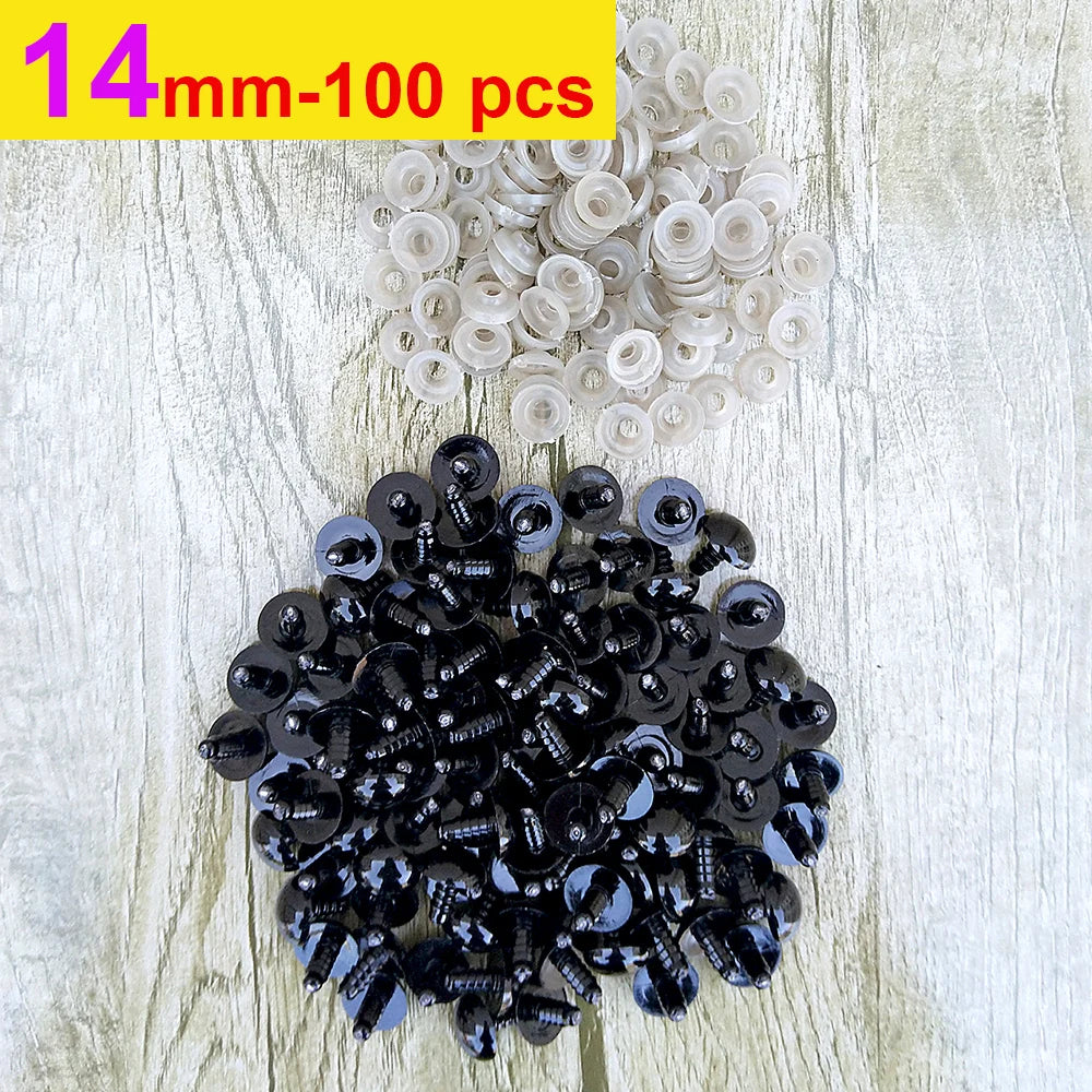100pcs 8/10/12/14mm Plastic Safety Eyes For Toys Diy Mix Size Crochet Animal Eye For Doll Toys Amigurumi Accessories