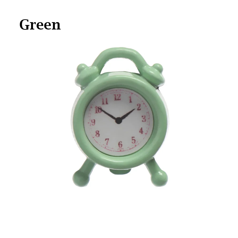 1Pc 1:12 Scale Alarm Clock Doll Kitchen Living Room Miniature Dollhouse Mini Home Decoration Toy Metal Candy Color Doll Clocks
