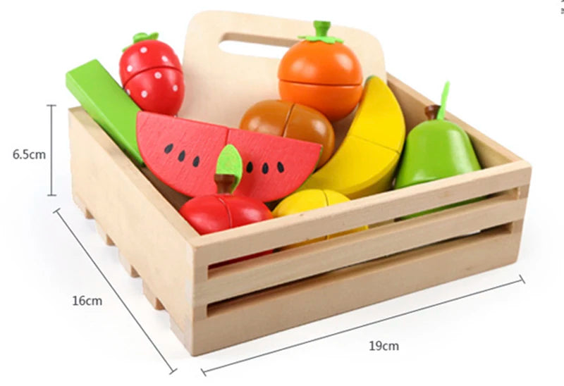 Simulation Kitchen Pretend Toy Wooden Classic Game Montessori Educational Toy For Children Kids Gift Cutting Fruit Vegetable Set
