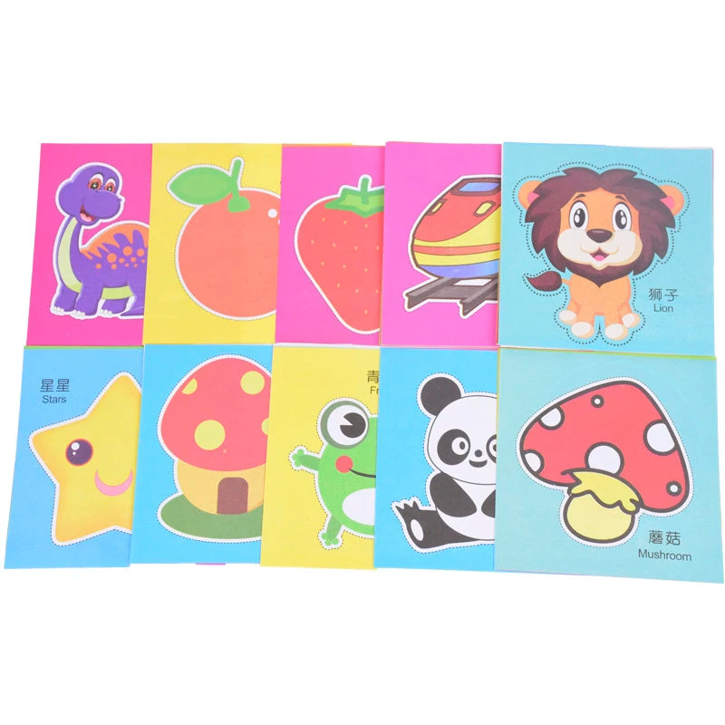 96 Pcs Children Cartoon DIY Colorful Paper Cutting Folding Toys Kids Craft Animal Handcraft Paper Art Learning Educational Toys