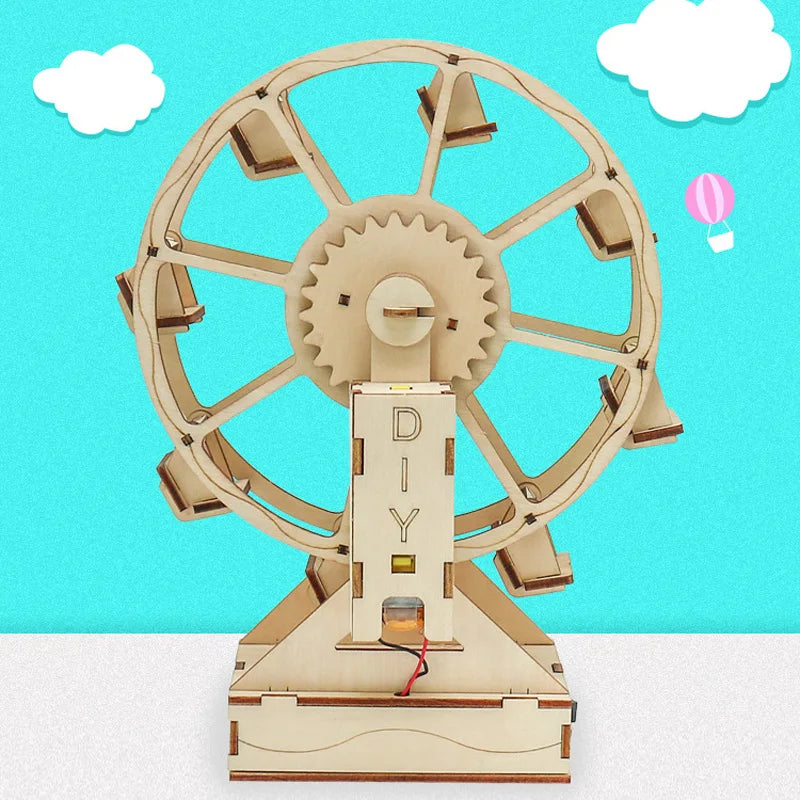 Creative Electric Ferris Wheel DIY Science Set Wooden Puzzle Craft Technology Educational Toys for Children Gift Idea