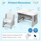 Height Adjustable Kids Table and Chair Set with Tiltable Whiteboard and Concave Shelf