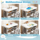 Height Adjustable Kids Table and Chair Set with Tiltable Whiteboard and Concave Shelf