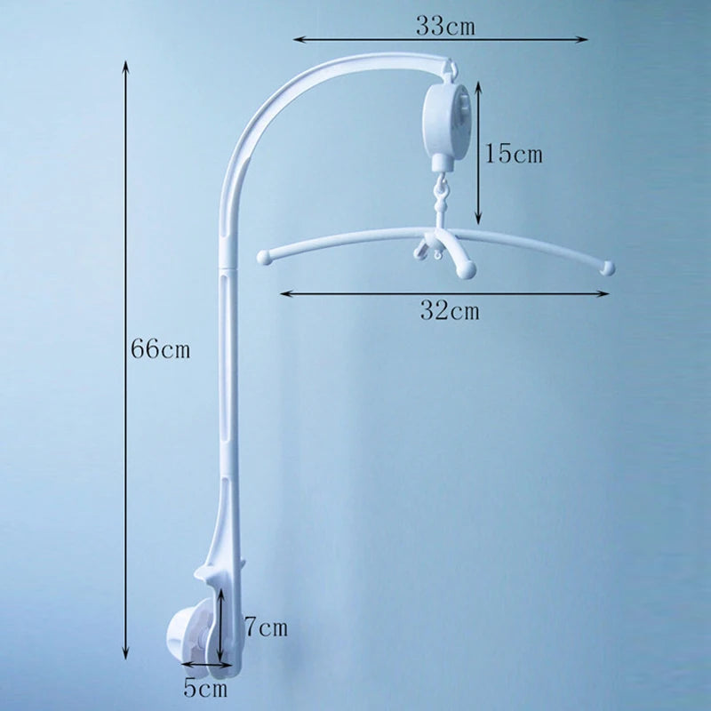QWZ New Baby Bed Bell Toy Holder White Rattles Bracket Mobile Crib Music Box Newborn Bell Crib Toy For 0-12 Month For Baby Gift