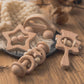 Baby Toys Wooden Rattles Sets Beech Hand Teething Cartoon Animal Bear Baby Rattles Musical Montessori Educational Toy Gifts