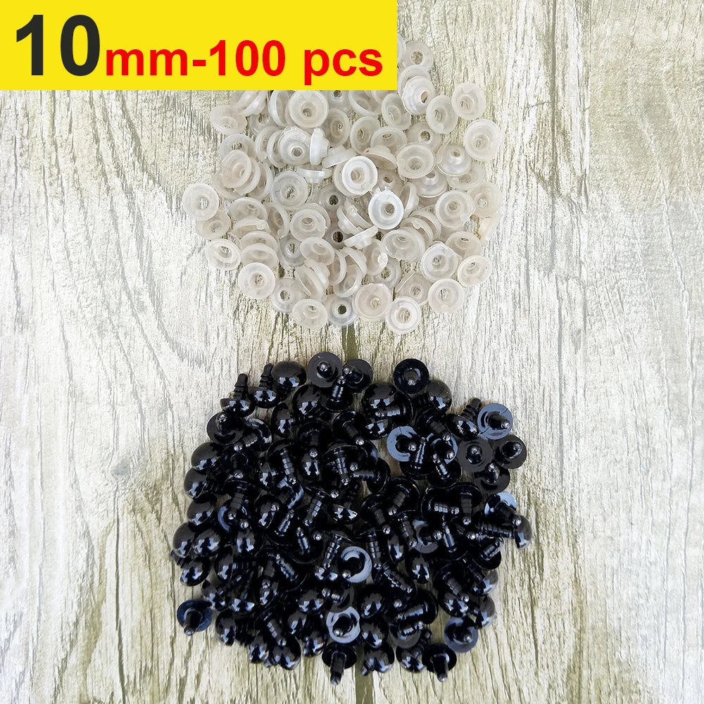 100pcs 8/10/12/14mm Plastic Safety Eyes For Toys Diy Mix Size Crochet Animal Eye For Doll Toys Amigurumi Accessories