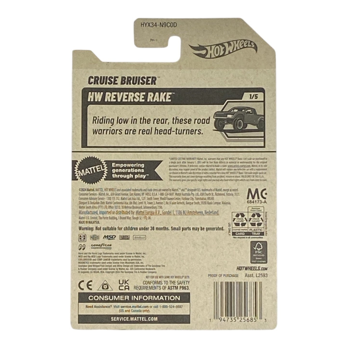 Hot Wheels Cruise Bruiser - HW Reverse Rake 1/5