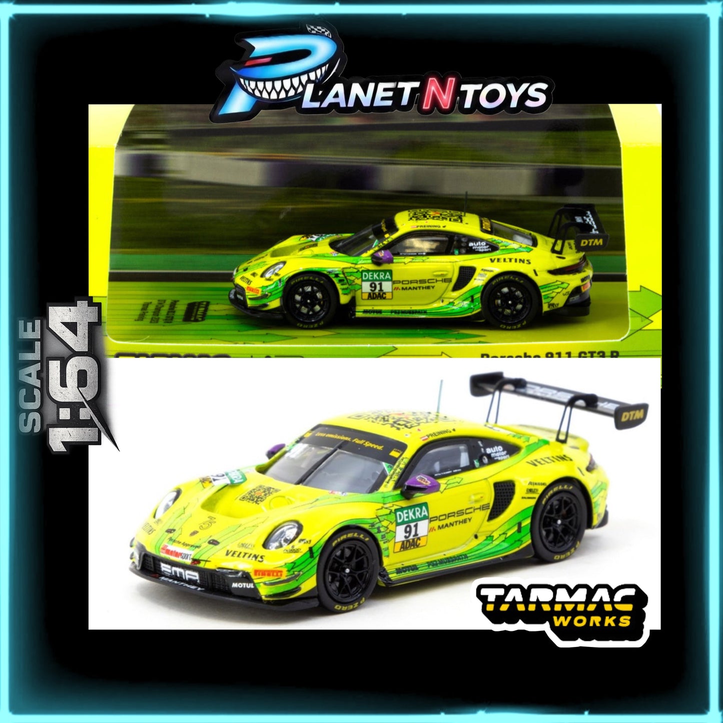 Tarmac Works IXO 1:64 Porsche 911 GT3 R Hobby64 DTM Champion 2023