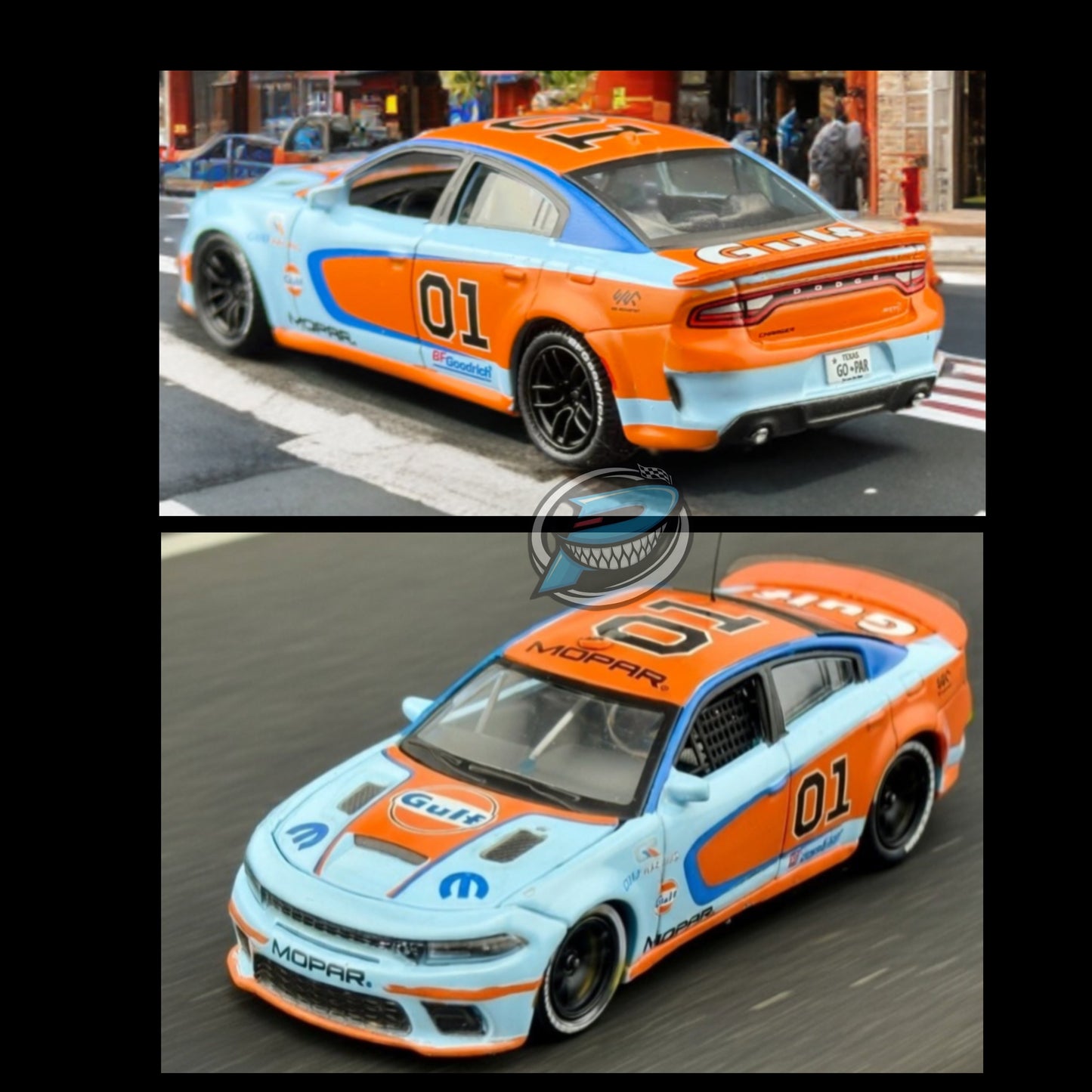 AutoWorld 1:64 2021 Dodge Charger SRT Hellcat Custom GULF Livery Limited 4,800 pieces – Mijo Exclusives
