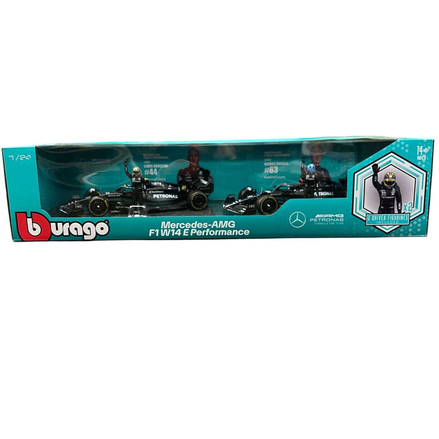Bburago Formula One Racing 1:24 scale Race Cars with Driver Figures 2-Pack