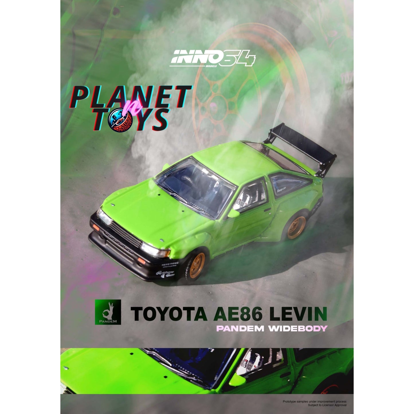 Toyota AE86 Levin Pandem Rocket Bunny Green Inno64 Scale 1/64
