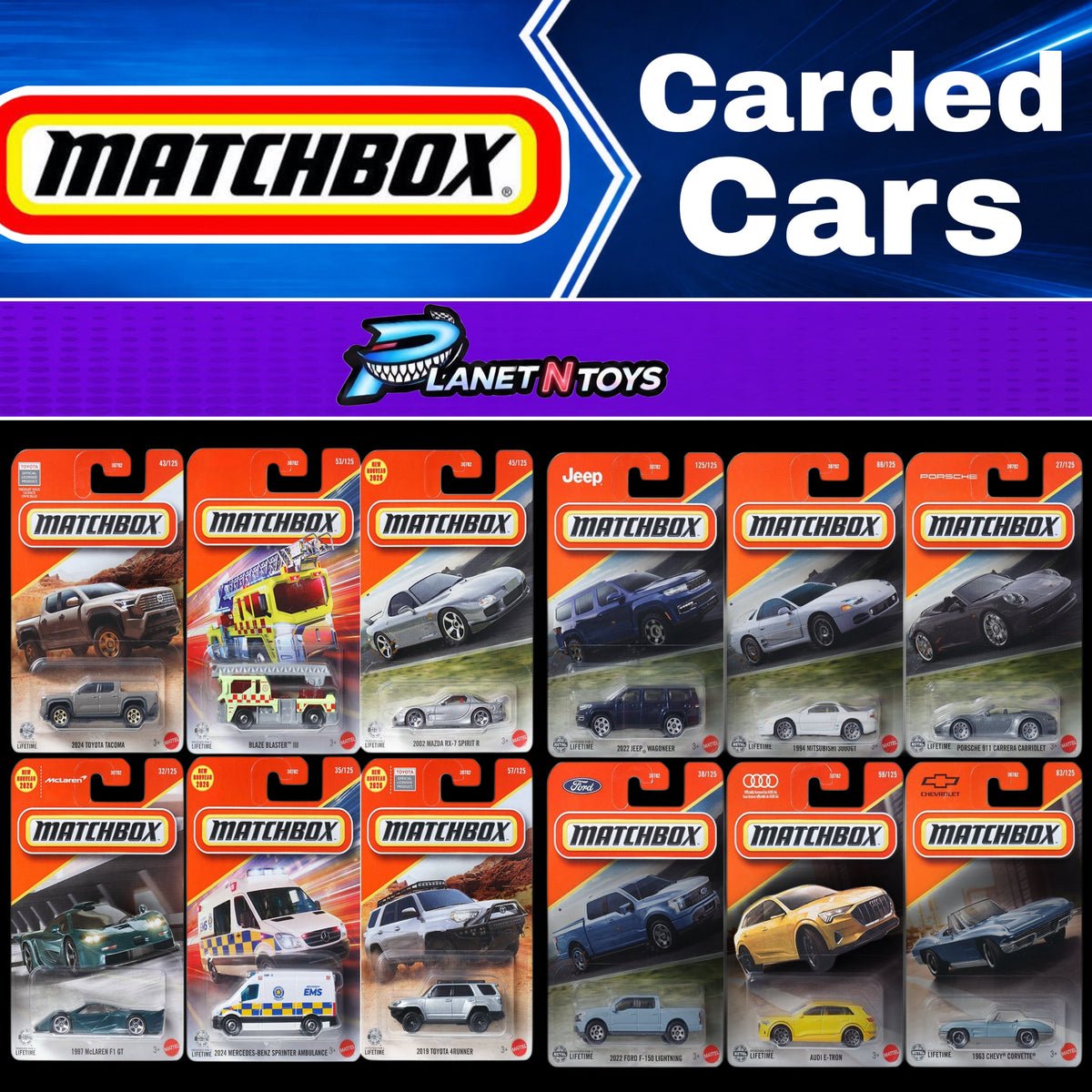 Matchbox 1:64 Diecast Assorted Carded Cars