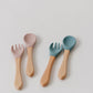 Silicone and Wooden Spoon & Fork Set