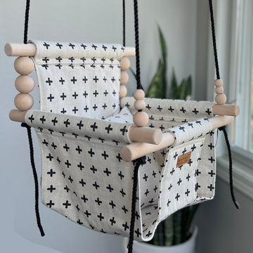 Indoor High Back Baby & Toddler Swing- Swiss Cross