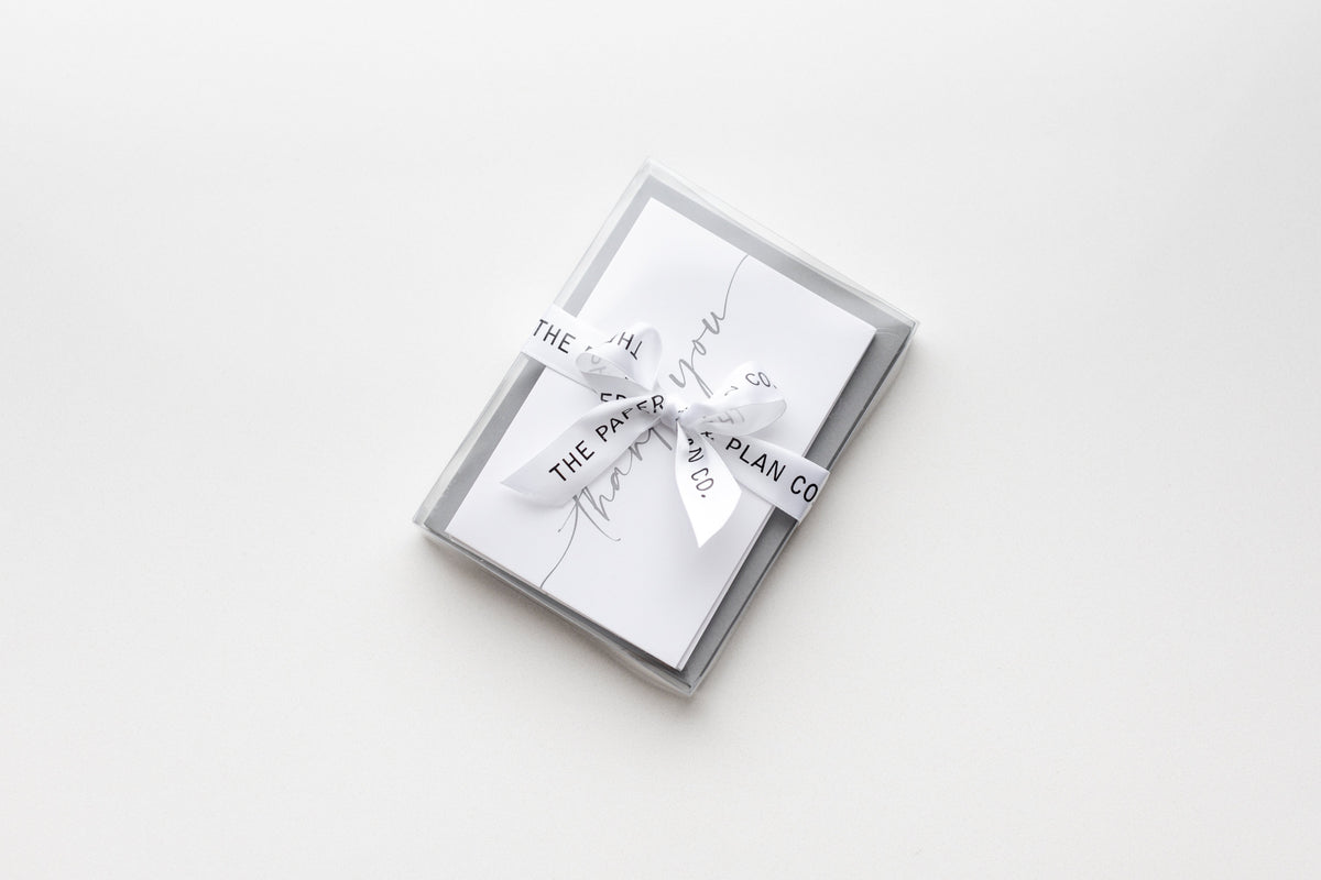 10 Pack Thank You Greeting Cards - Gray