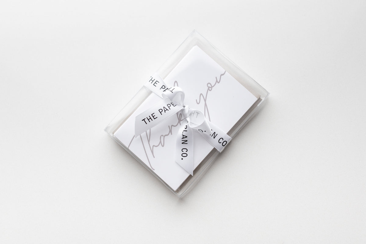 10 Pack Thank You Greeting Cards - Taupe
