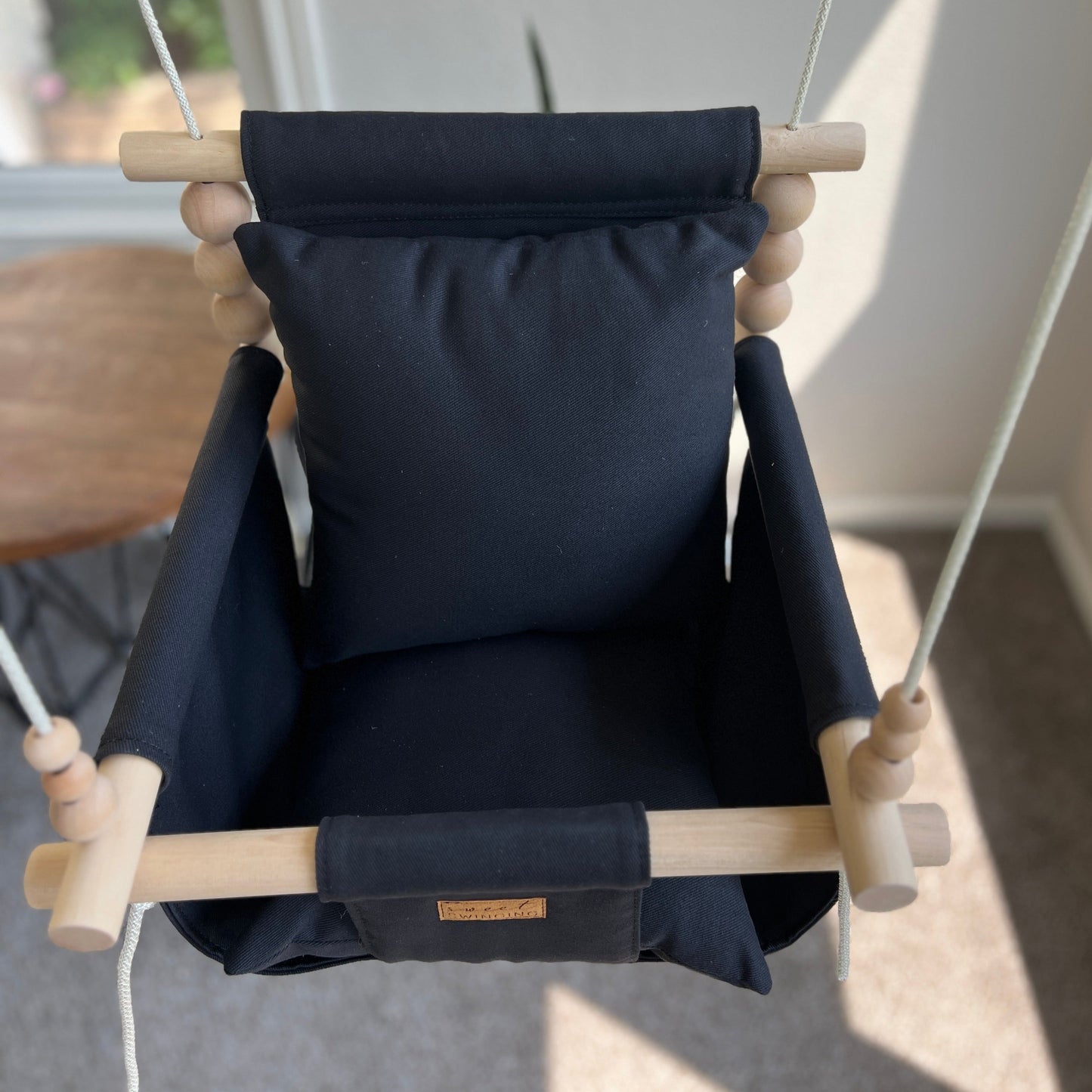 Indoor Cotton High Back Baby Swing-Peppercorn