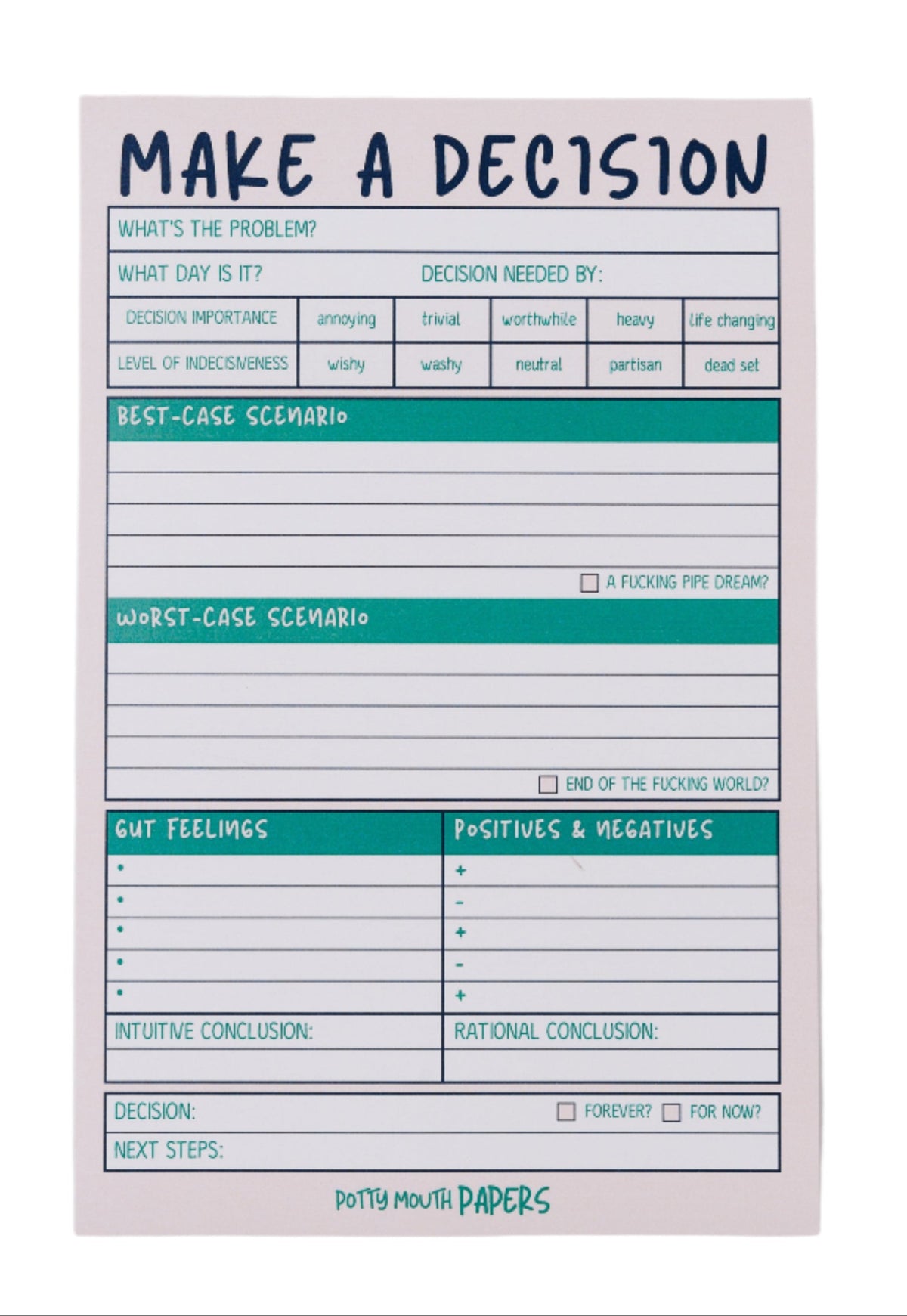 Make A Decision Notepad