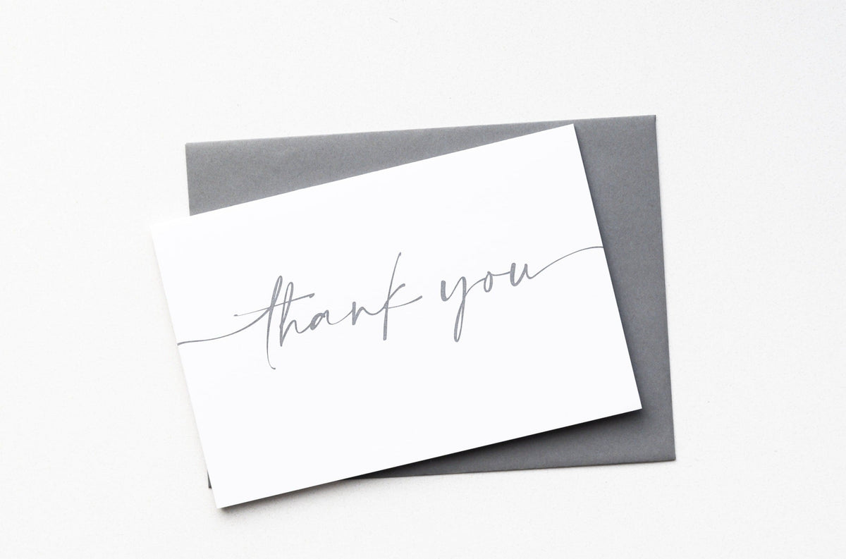 10 Pack Thank You Greeting Cards - Gray