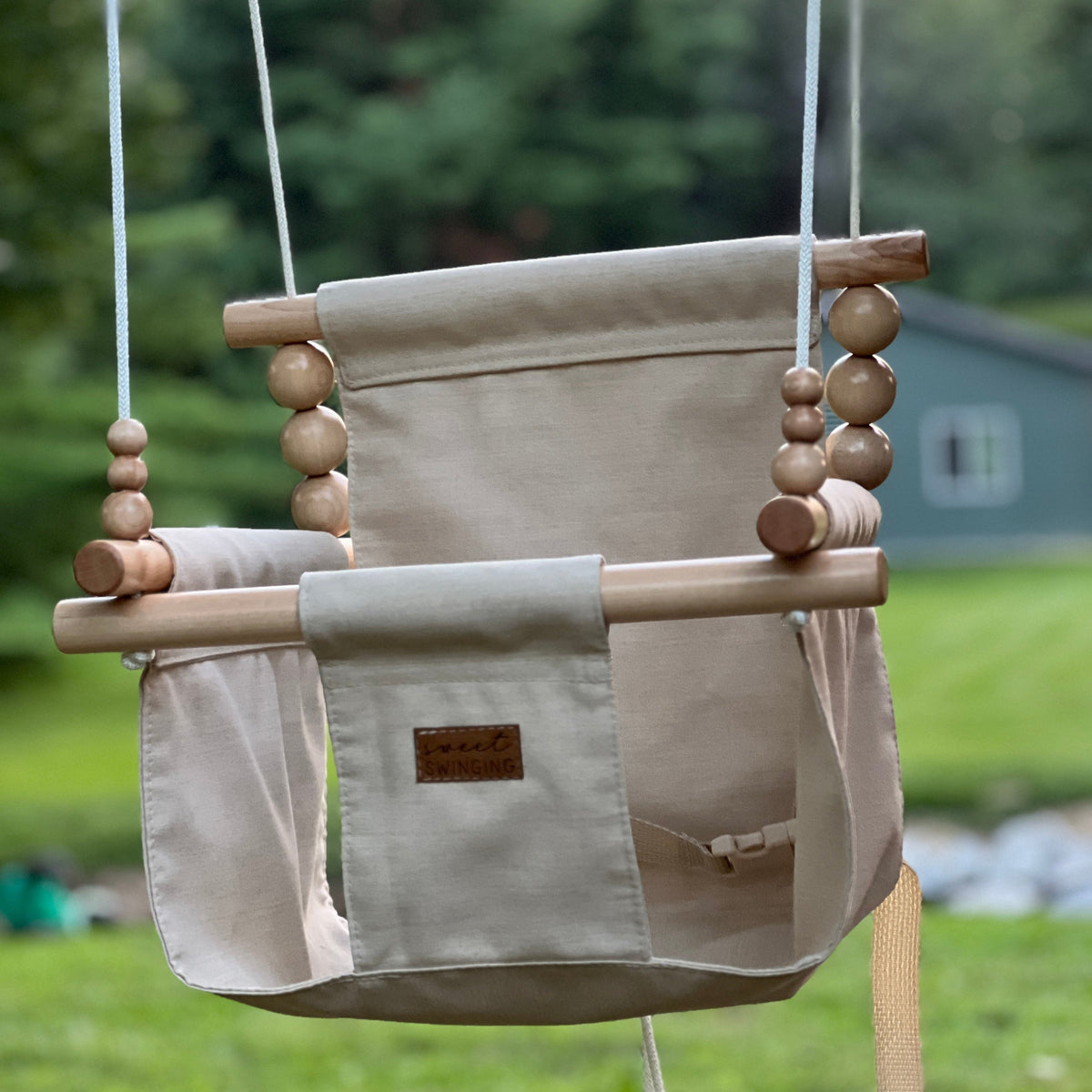Premium Outdoor High Back Baby & Toddler Swing- Wheat