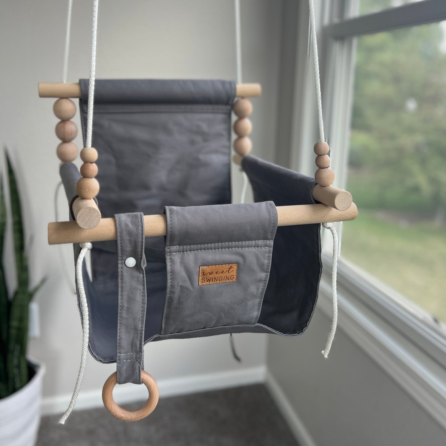 Indoor High Back Baby & Toddler Swing-Gray