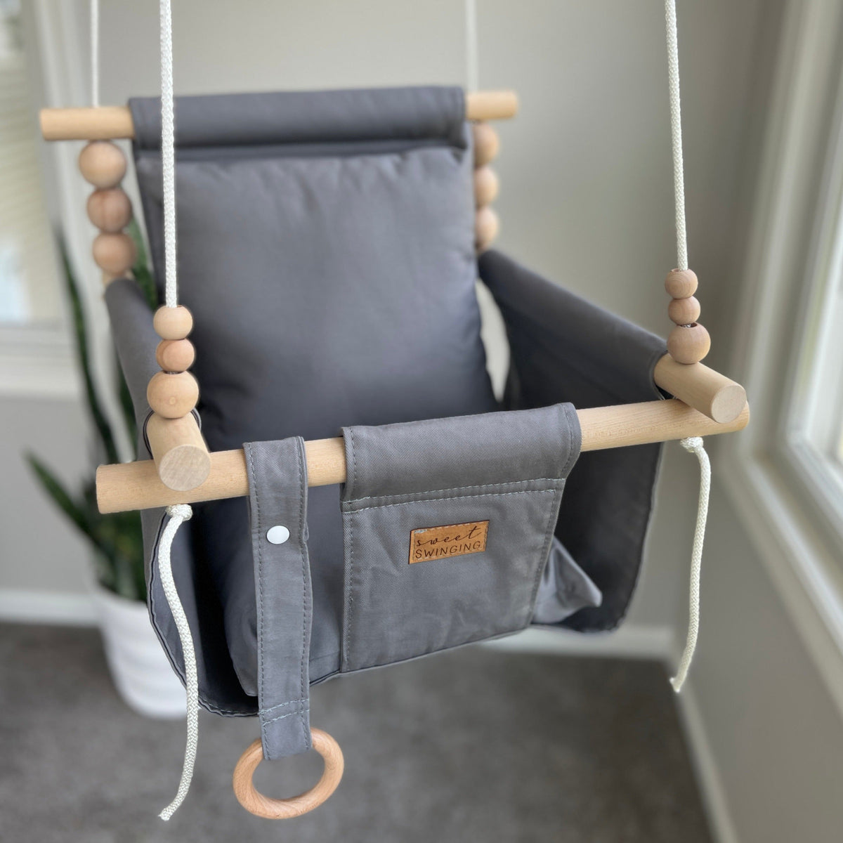 Indoor High Back Baby & Toddler Swing-Gray