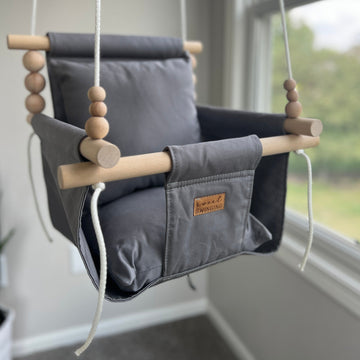Indoor High Back Baby & Toddler Swing-Gray