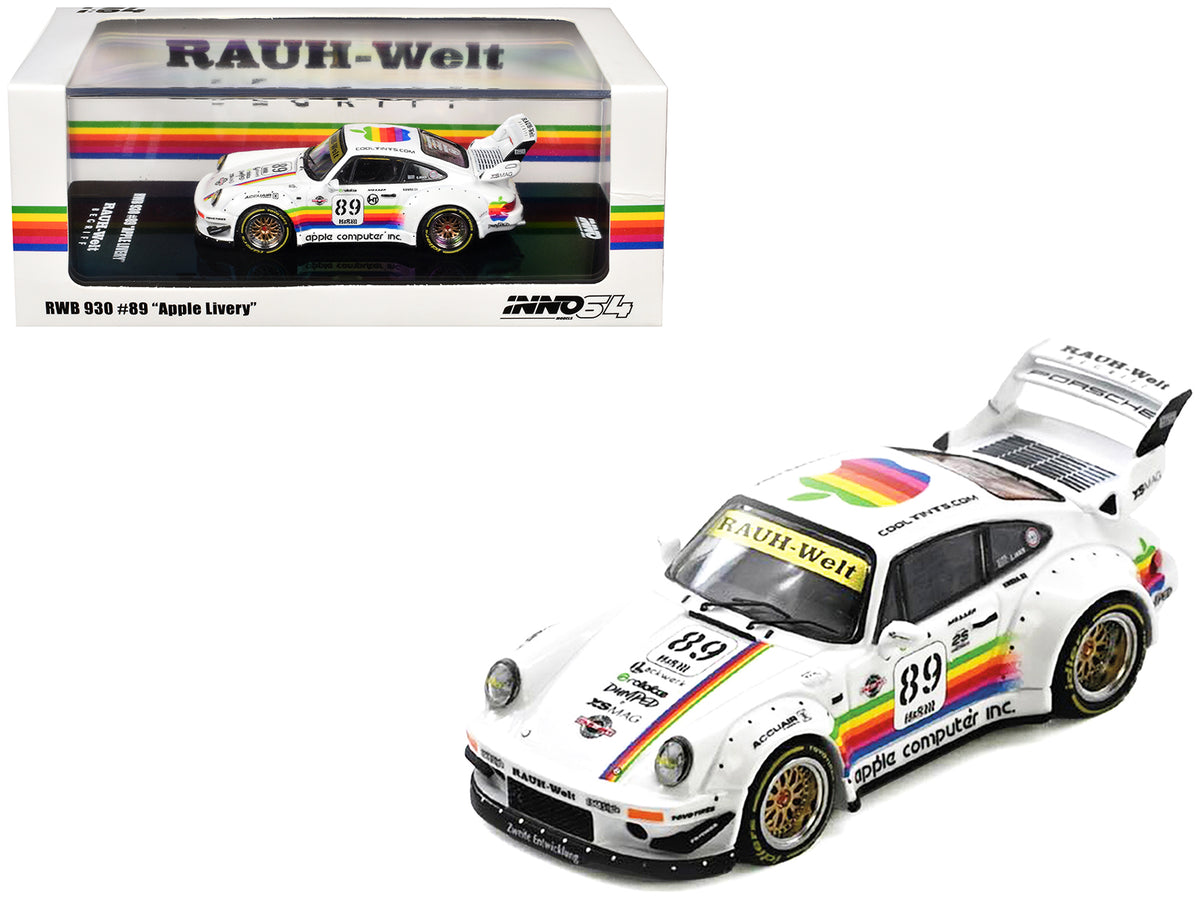 RWB 930 #89 inchApple Liveryinch White with Stripes 1/64 Diecast Model Car by Inno Models