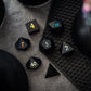 Inked Black Night Raised Obsidian Hand Carved Dice DND Set