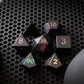 Inked Black Night Raised Obsidian Hand Carved Dice DND Set