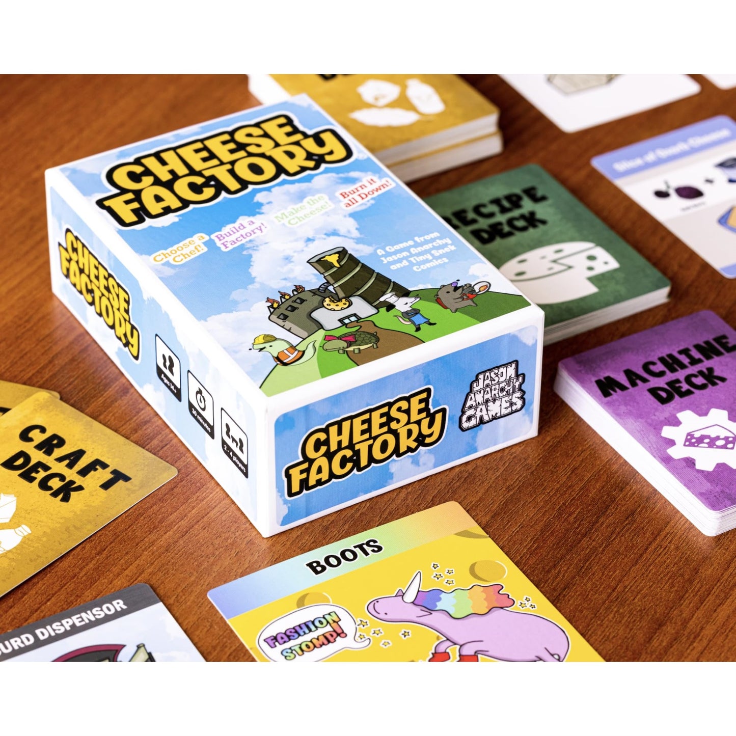 Cheese Factory Card Game - Tiny Snek Comics- 2 To 4 Players - Entry Level Engine Building Game - Silly, Casual Card Game