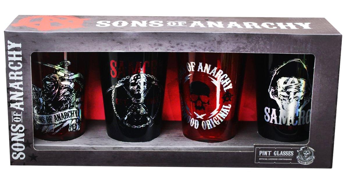 Sons Of Anarchy Foil Print Pint Glasses, Set Of 4
