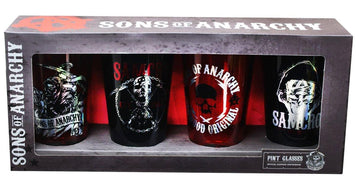 Sons Of Anarchy Foil Print Pint Glasses, Set Of 4