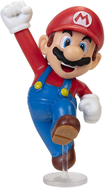 Super Mario Action Figure - 2.5 Inch Jumping Mario Collectible Toy, Red, Plastic, Model 404574
