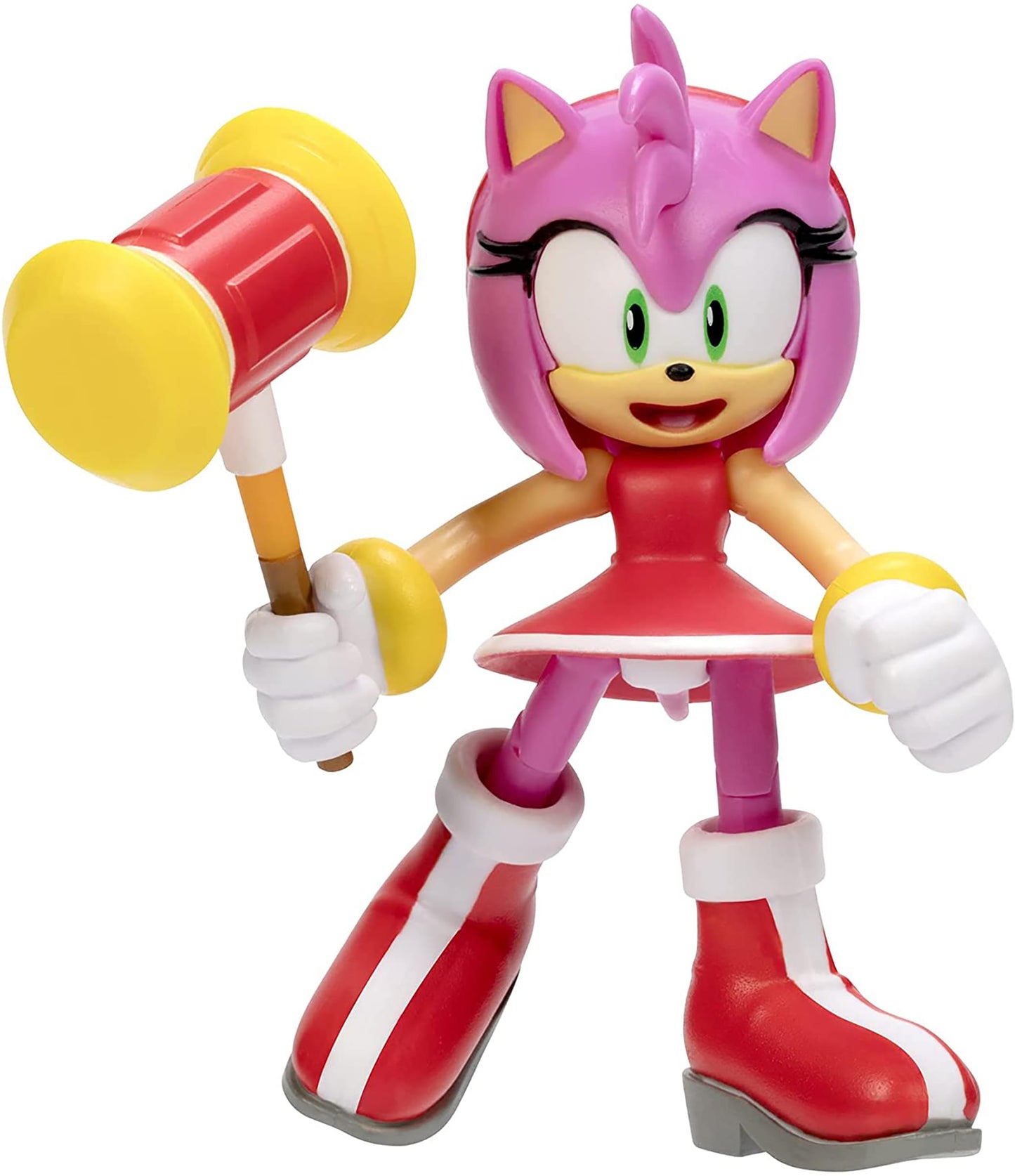 Sonic The Hedgehog 4-Inch Action Figure - Modern Amy with Hammer, Multicolor Collectible Toy