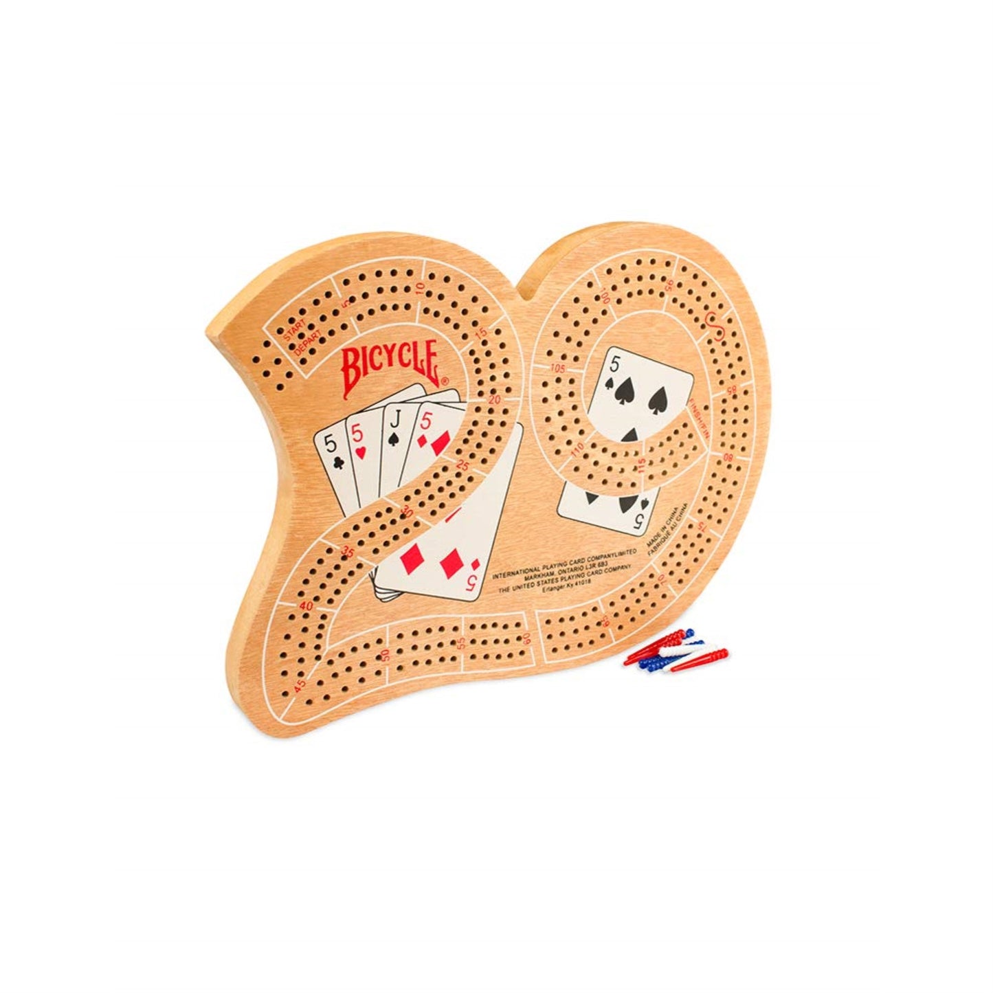 Bicycle Large 29 Wood Cribbage Board , Brown