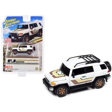 2007 Toyota Fj Cruiser White With Stripes And Roofrack Limited Edition To 4800 Pieces Worldwide 1/64 Diecast Model Car By Johnny