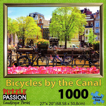 Puzzle Passion - Bicycles By The Canal - 1000 Piece Jigsaw Puzzle