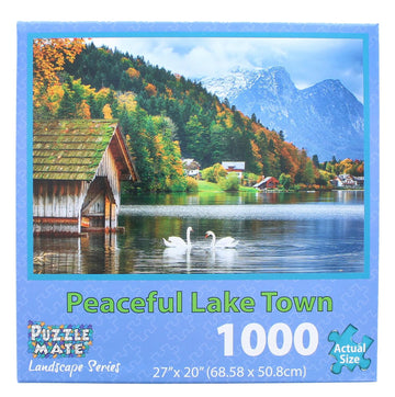 Puzzle Mate - Peaceful Lake Town - 1000 Piece Jigsaw Puzzle