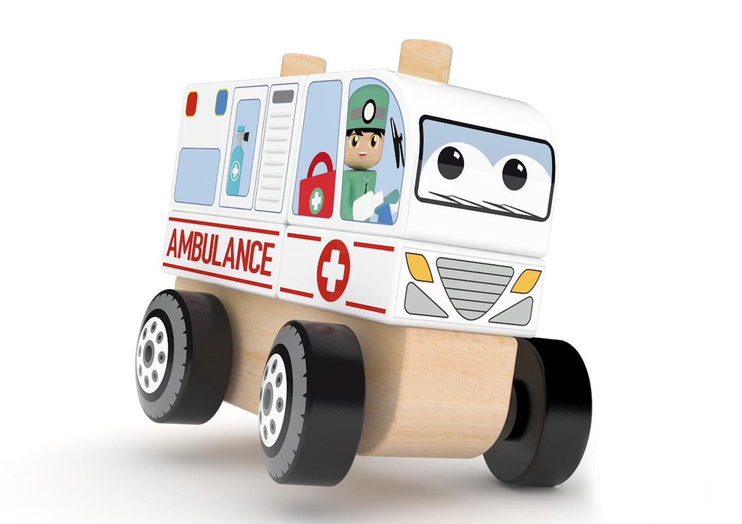 Jdore Ambulance Wooden Stacking Toy