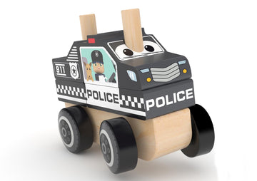 Jdore Police Car Wooden Stacking Toy