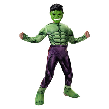 Marvel Hulk Official Youth Halloween Costume - Premium Quality Padded Jumpsuit With Plastic Mask (Size Small) Green