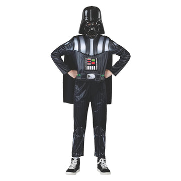 Star Wars Darth Vader Official Youth Costume - Premium Light Up Padded Jumpsuit With Plastic Mask And Detachable Cape (M) Black