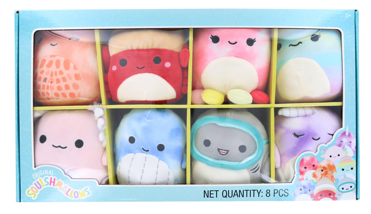 Squishmallows Set of 8 5" Sea Plush Toys - Polyester, Multi-color (Indie, Orzella, Fabiola, Samir, Gordon, Nabila, Archie,