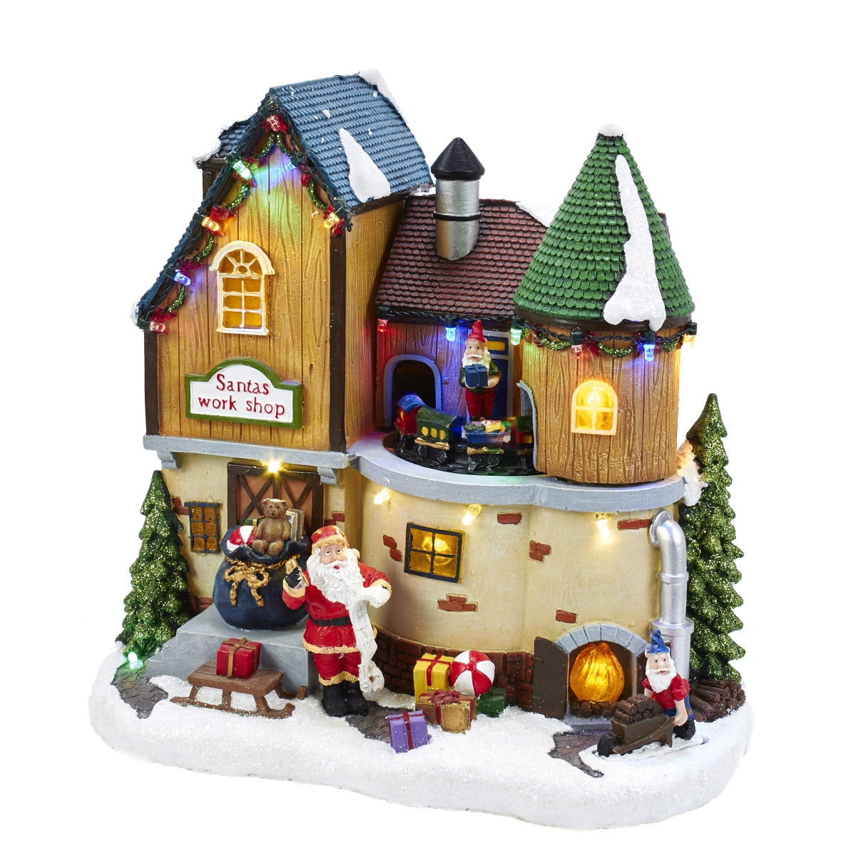 Kurt S Adler C5620 Battery-Operated Musical Led Santas Workshop Table