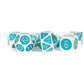 Fanroll By Metallic Dice Games 16Mm Metal Polyhedral Dnd Dice Set: Silver W/Teal Enamel, Role Playing Game Dice For Dungeons And