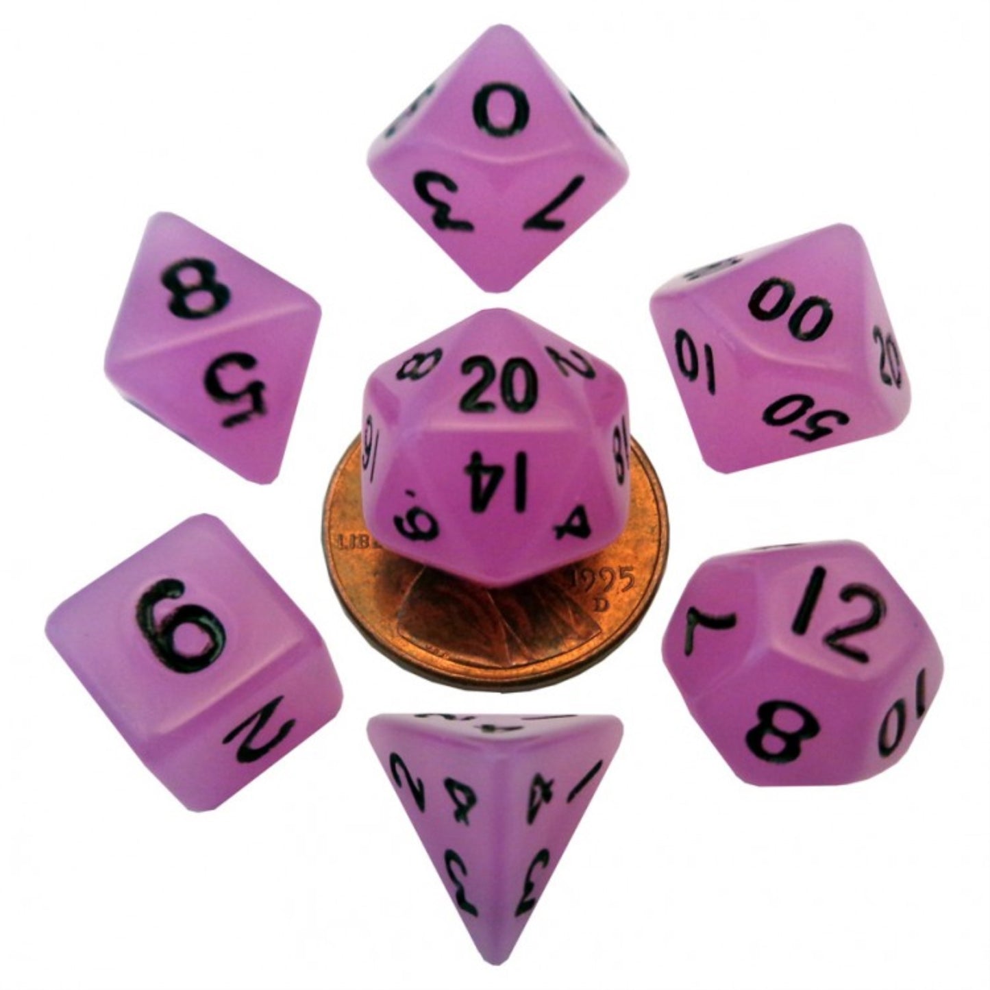 7-Set Mini: 10Mm: Glow Pu W/Bk Numbers