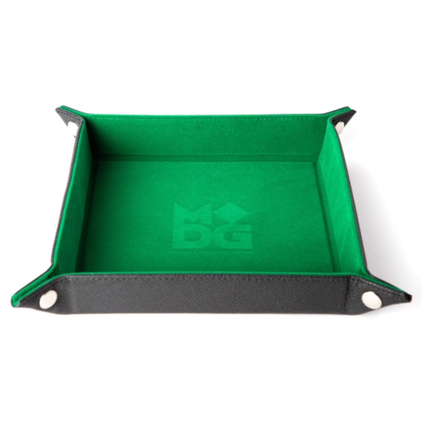 Metallic Dice Games Fold Up Velvet Dice Tray w/PU Leather Backing, Green, Model 81334, Perfect for Dungeons and Dragons Accessories