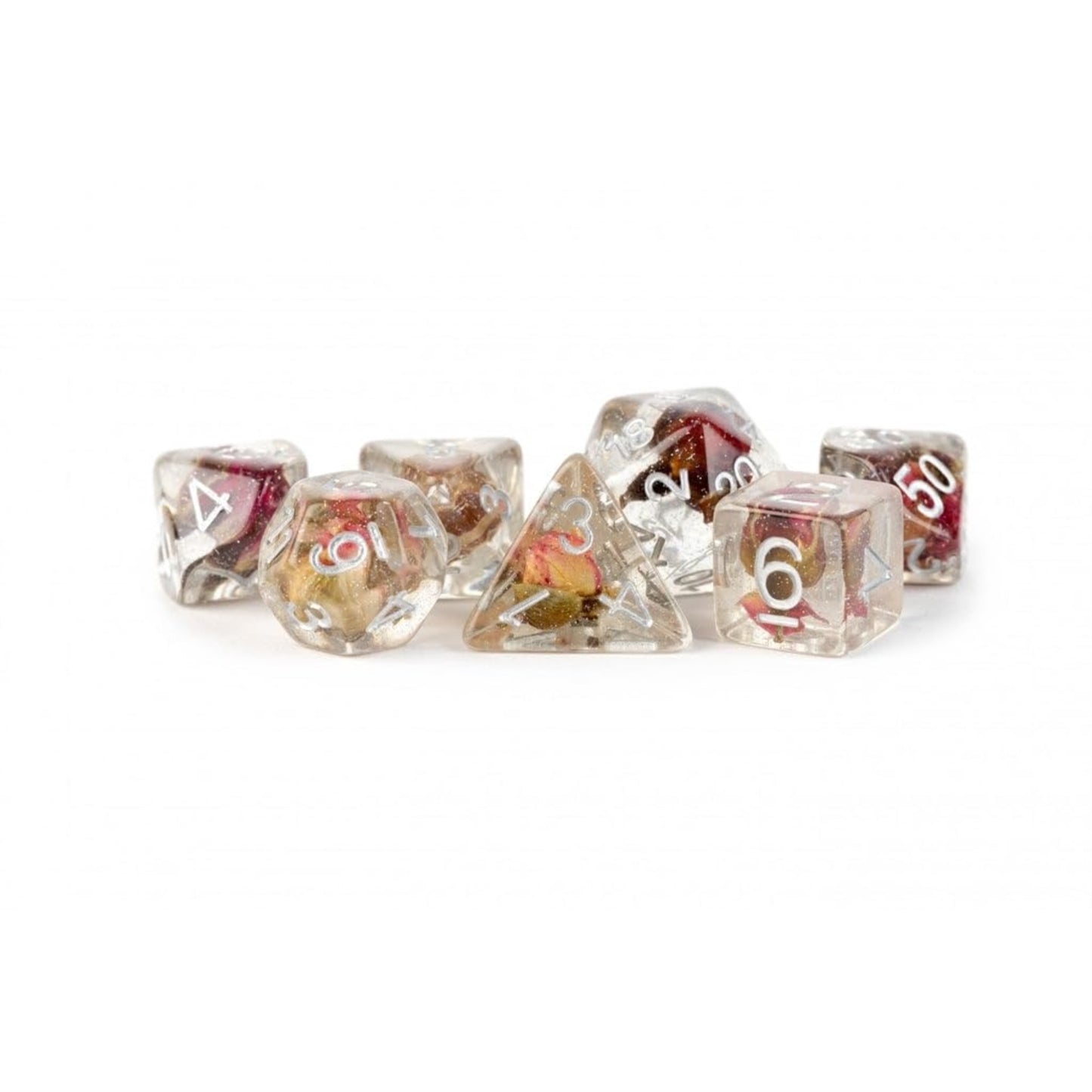 Fanroll By Metallic Dice Games 16Mm Resin Poly Dnd Dice Set: Rose Dice, Role Playing Game Dice For Dungeons And Dragons